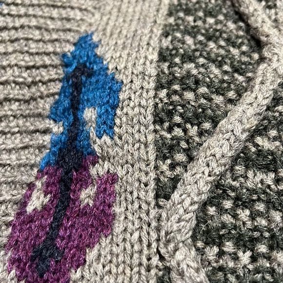 Vintage Boston Traders Hand knit Limited Ed Green Grandpa Cardigan Sweater Sz M - Picture 8 of 12